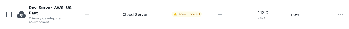 ZeroTier network member list showing an unauthorized AWS Dev-Server, enforcing Zero Trust access policy.