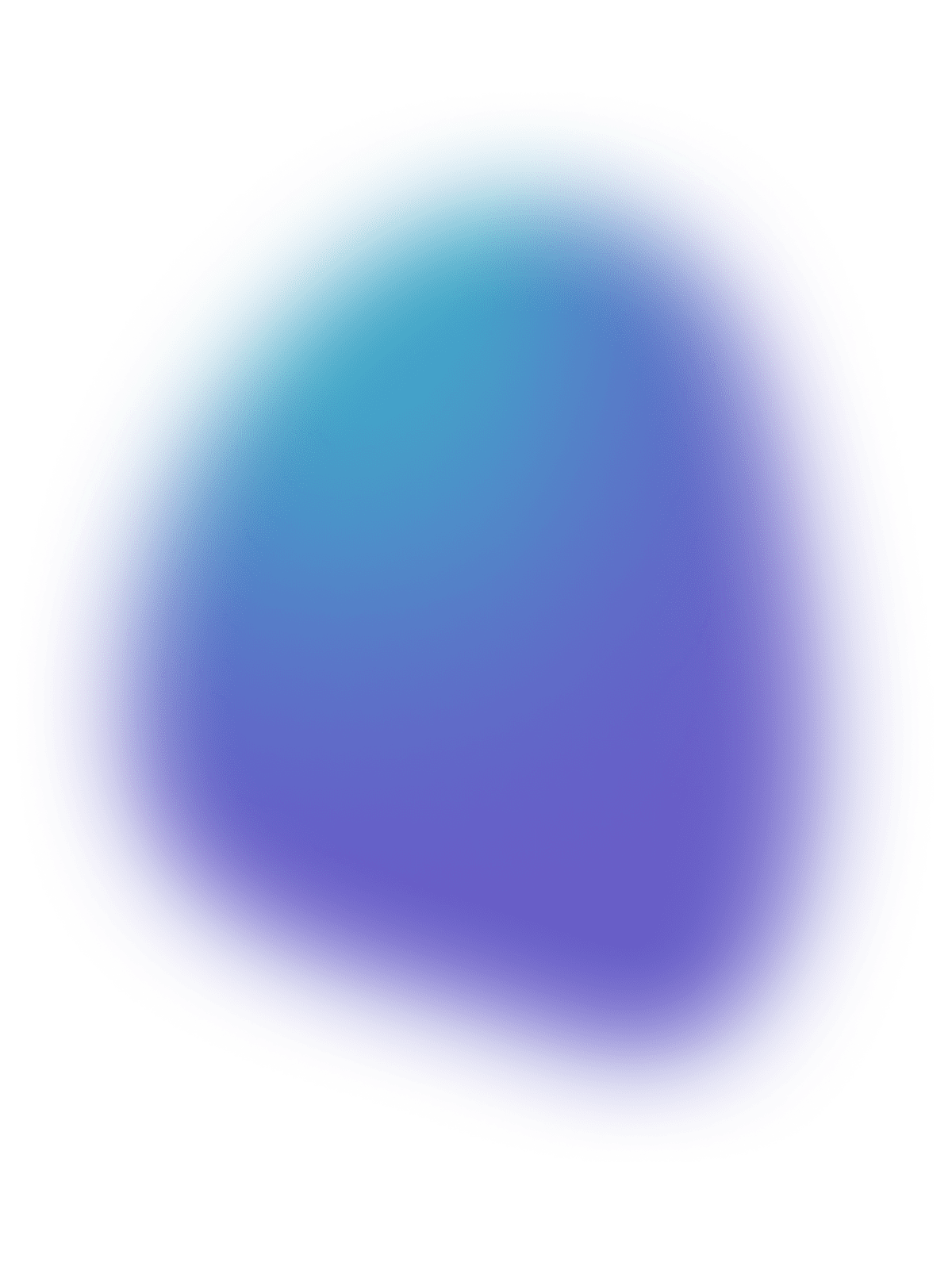 A simple, abstract image featuring a soft, elliptical gradient blur shape centered on a light gray background. The color transitions from cyan/blue at the top to a purple or indigo hue at the bottom.